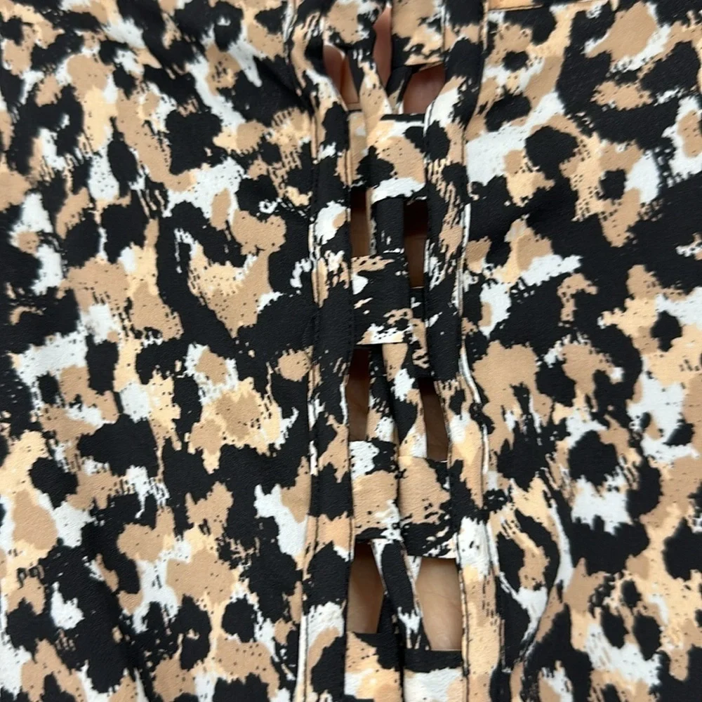 BCBGeneration Animal Print Size 8 Lace Up Back Mini Dress - Picture 6 of 16